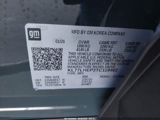 KL77LHEP3TC119462 Chevrolet Trax Fwd Lt