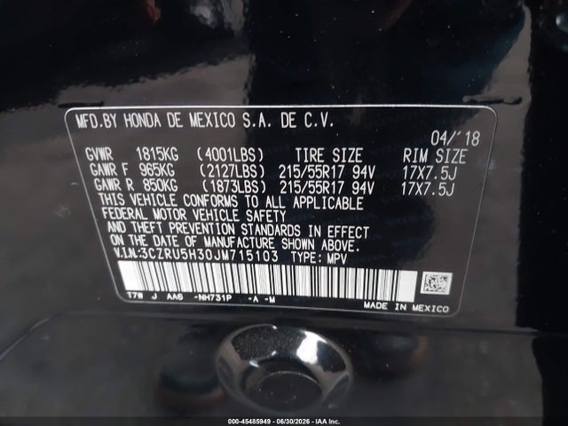 Honda HR-V LX 2018 3CZRU5H30JM715103 Image 9