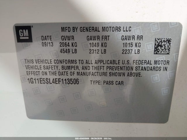 Chevrolet MALIBU 2LT 2014 1G11E5SL4EF113506 Image 9