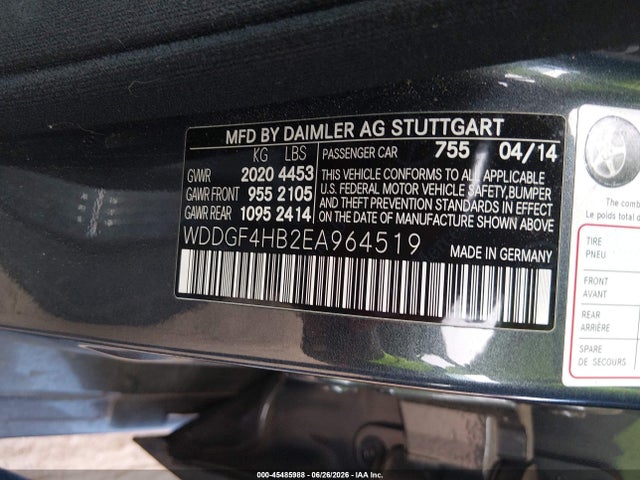 2014 Mercedes-benz C 250 Sport მანქანა იყიდება აუქციონზე, vin: WDDGF4HB2EA964519, აუქციონის ნომერი: 45485988