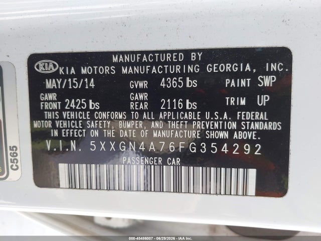 KIA OPTIMA EX 2015 5XXGN4A76FG354292 Image 9
