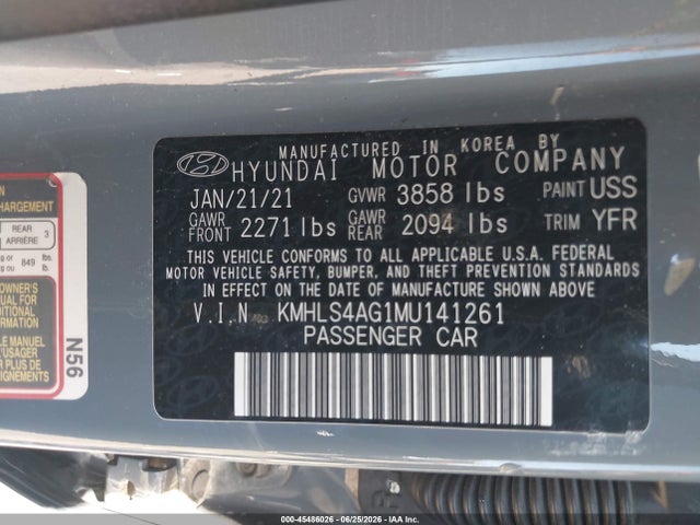 Hyundai ELANTRA SEL 2021 KMHLS4AG1MU141261 Image 9
