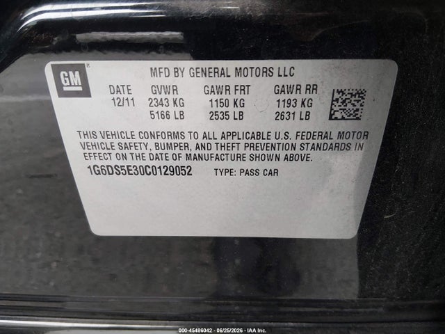 Продажа на аукционе авто 2012 Cadillac Cts Premium, vin: 1G6DS5E30C0129052, номер лота: 45486042