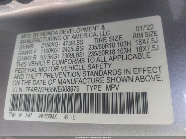 Honda Cr-v Awd Ex 2022 7FARW2H55NE008979 Image 9