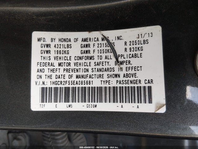 1HGCR2F55EA085681 Honda Accord Sport