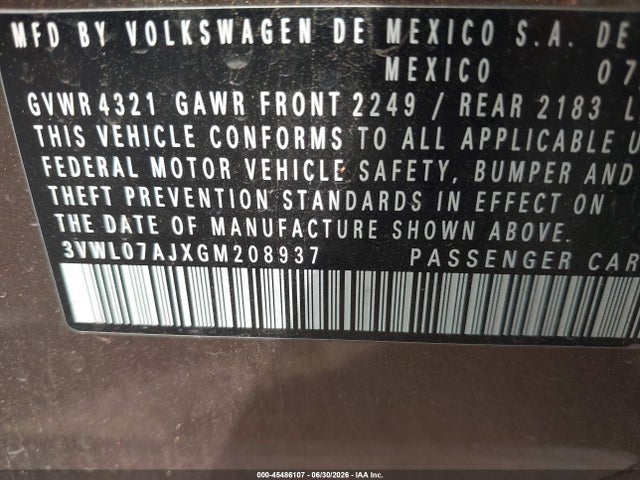 Продаж на аукціоні авто 2016 Volkswagen Jetta 1.8t Sel, vin: 3VWL07AJXGM208937, номер лоту: 45486107