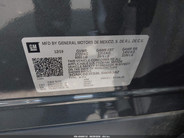 3GNKBERS8LS609362 Chevrolet Blazer Fwd Rs