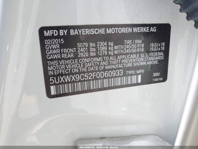 5UXWX9C52F0D60933 BMW X3 Xdrive28i