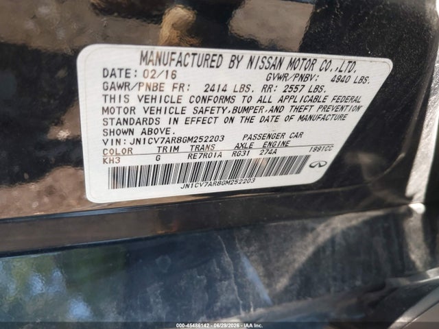 Aukcja sprzedaży 2016 Infiniti Q50 2.0t Premium, vin: JN1CV7AR8GM252203, numer aukcji: 45486142