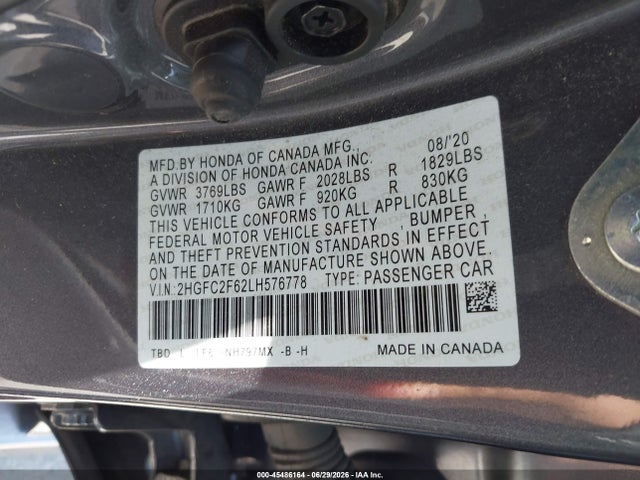 Honda Civic Lx 2020 2HGFC2F62LH576778 Image 9