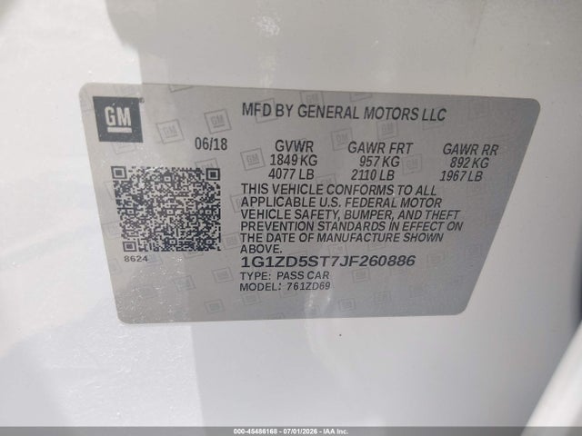 Chevrolet MALIBU LT 2018 1G1ZD5ST7JF260886 Image 9
