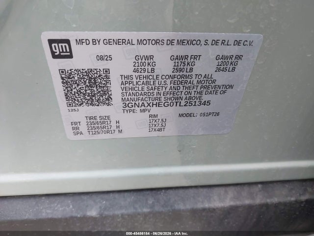 3GNAXHEG0TL251345 Chevrolet Equinox Fwd Lt