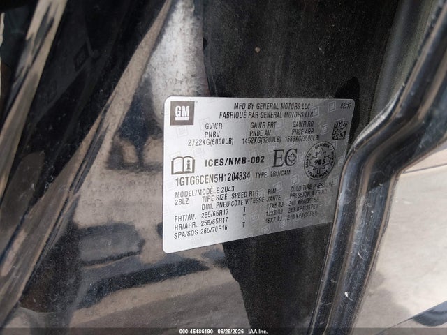 Продаж на аукціоні авто 2017 Gmc Canyon 4wd Sle, vin: 1GTG6CEN5H1204334, номер лоту: 45486190