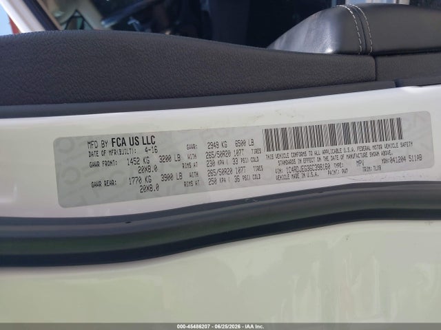 45486207 :رقم المزاد ، 1C4RDJEG3GC398160 vin ، 2016 Dodge Durango Citadel Anodized Platinum مزاد بيع