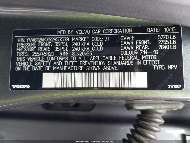 YV4612RKXG2853539 Volvo Xc60 T5 Premier
