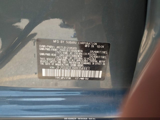45486229 :رقم المزاد ، JF2GUADC8RH354443 vin ، 2024 Subaru Crosstrek Premium مزاد بيع