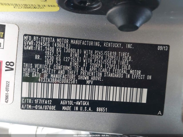 Toyota VENZA LE 2014 4T3ZA3BB4EU082581 Image 9