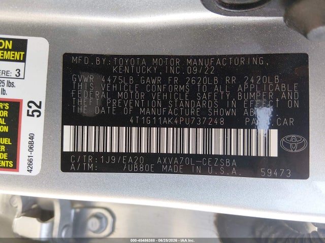 4T1G11AK4PU737248 Toyota CAMRY SE