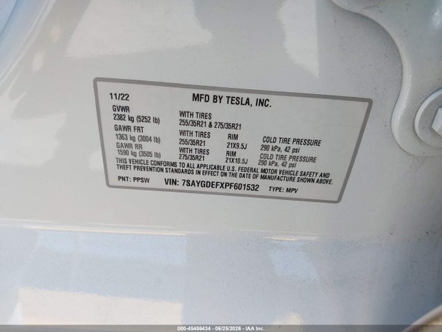 Продаж на аукціоні авто 2023 Tesla Model Y Performance Dual Motor All-wheel Drive, vin: 7SAYGDEFXPF601532, номер лоту: 45486434
