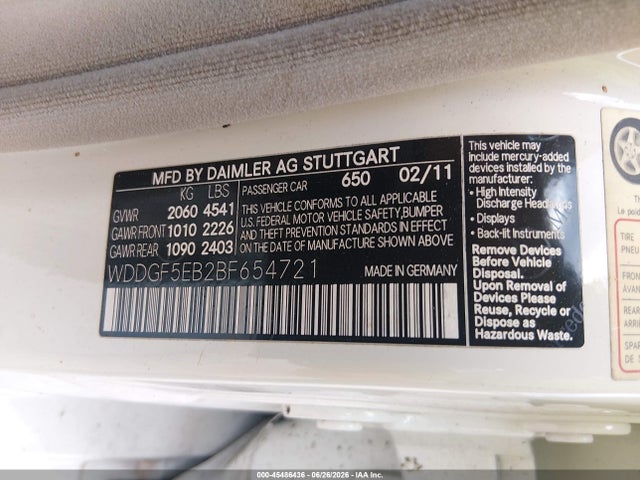 Продажа на аукционе авто 2011 Mercedes-benz C 300 Luxury/sport, vin: WDDGF5EB2BF654721, номер лота: 45486436