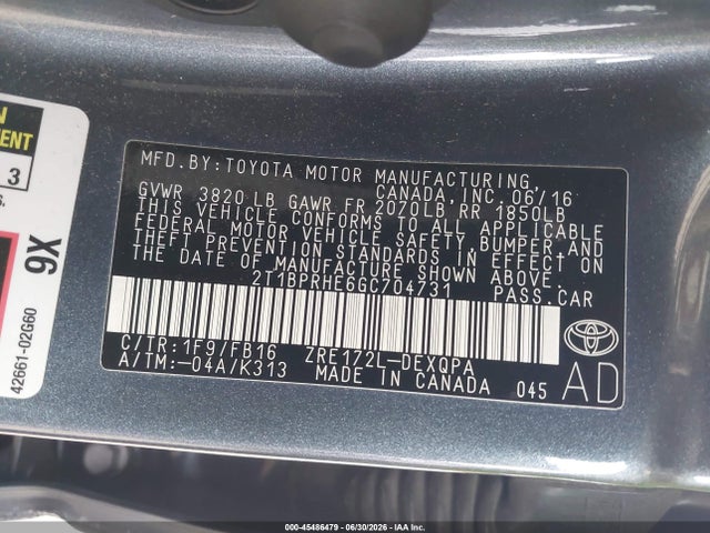 Toyota Corolla Le Eco 2016 2T1BPRHE6GC704731 Image 9