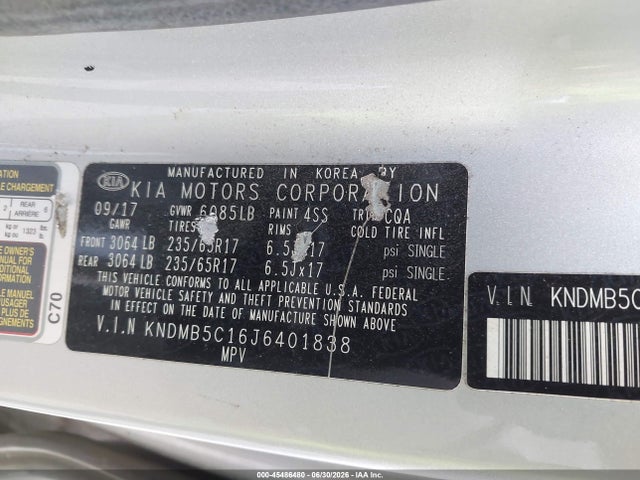KIA SEDONA LX 2018 KNDMB5C16J6401838 Image 9