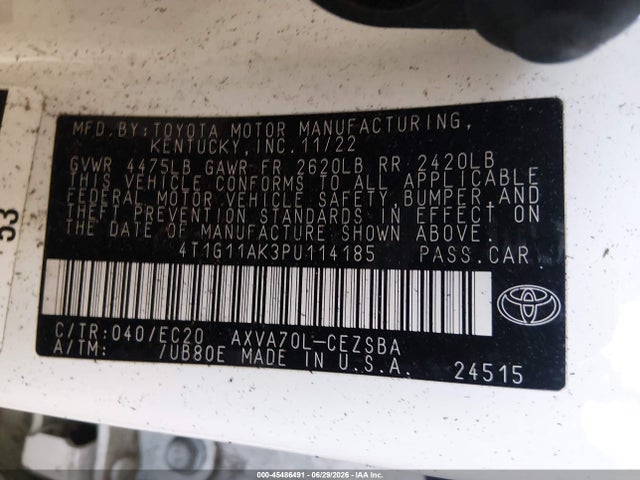 4T1G11AK3PU114185 Toyota Camry Se Nightshade Edition