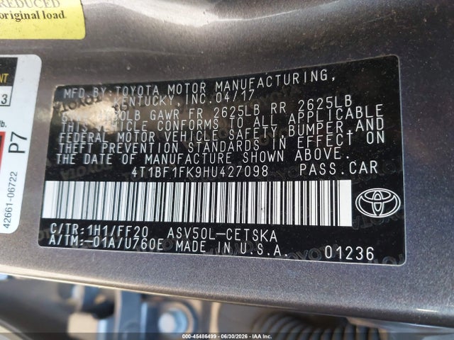 Toyota CAMRY SE 2017 4T1BF1FK9HU427098 Image 9