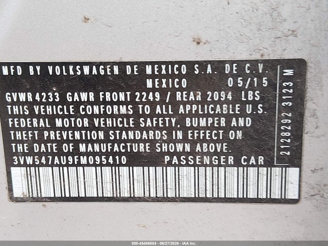 3VW547AU9FM095410 Volkswagen Golf Gti 2.0t S W/performance Package 4-door