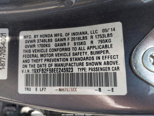 19XFB2F58EE245923 Honda Civic Lx