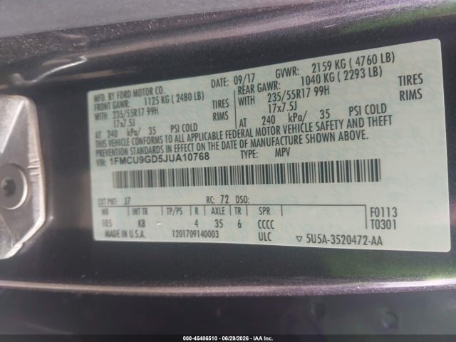 Ford ESCAPE SE 2018 1FMCU9GD5JUA10768 Image 9
