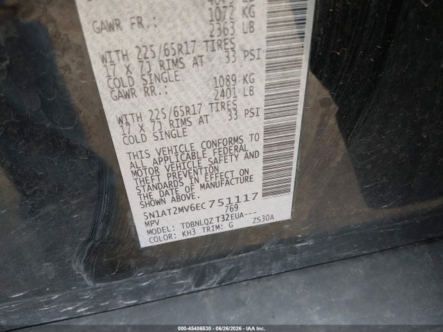 Продаж на аукціоні авто 2014 Nissan Rogue Sv, vin: 5N1AT2MV6EC751117, номер лоту: 45486530