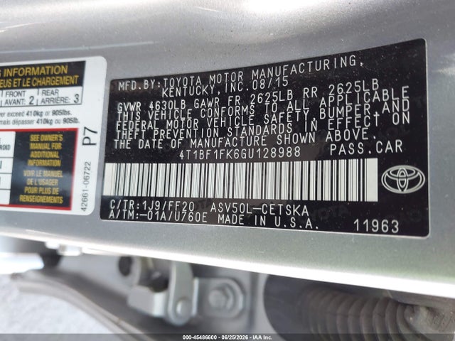 Toyota CAMRY SE 2016 4T1BF1FK6GU128988 Image 9
