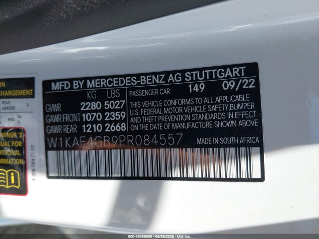 W1KAF4GB9PR084557 Mercedes-Benz C 300 Sedan