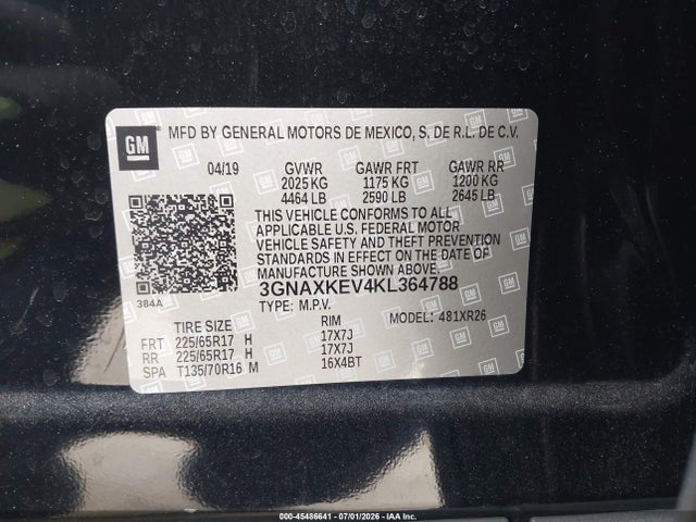 Chevrolet EQUINOX LT 2019 3GNAXKEV4KL364788 Image 9