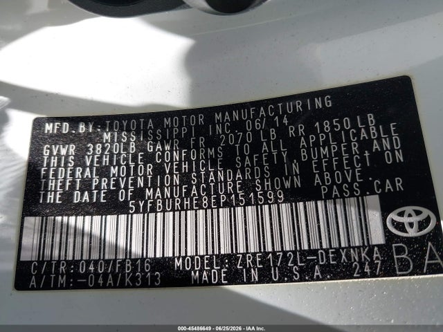 Toyota COROLLA LE 2014 5YFBURHE8EP151599 Image 9