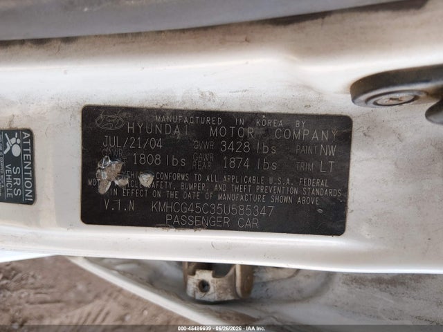 Продаж на аукціоні авто 2005 Hyundai Accent Gls, vin: KMHCG45C35U585347, номер лоту: 45486699