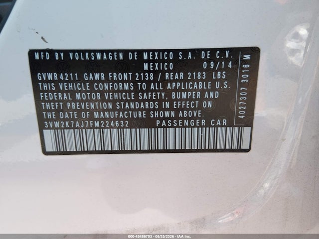 3VW2K7AJ7FM224632 Volkswagen Jetta 2.0l S