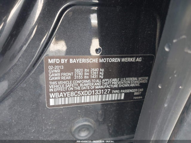 Aukcja sprzedaży 2013 Bmw 750li, vin: WBAYE8C5XDD133127, numer aukcji: 45486723
