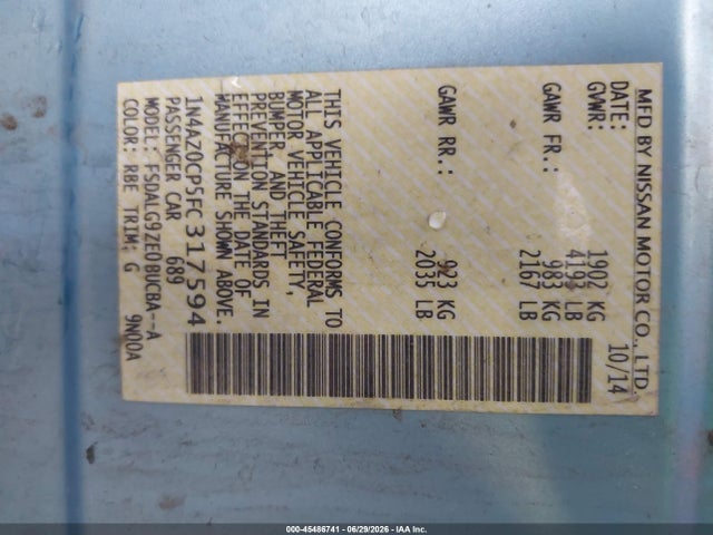 Nissan Leaf Sl 2015 1N4AZ0CP5FC317594 Image 9