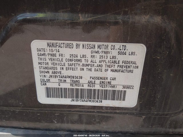 Продаж на аукціоні авто 2015 Infiniti Q50 Sport, vin: JN1BV7AR4FM393439, номер лоту: 45486748