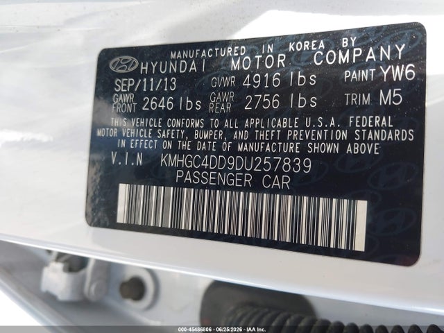 Aukcja sprzedaży 2013 Hyundai Genesis 3.8, vin: KMHGC4DD9DU257839, numer aukcji: 45486806