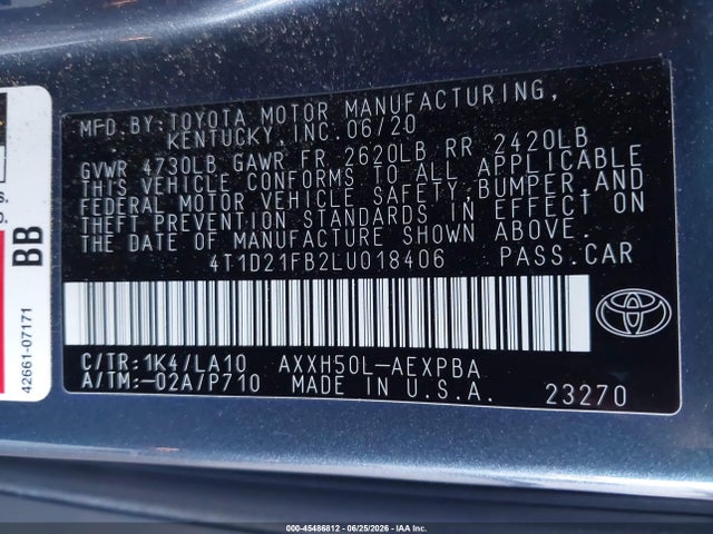 4T1D21FB2LU018406 Toyota Avalon Hybrid Limited