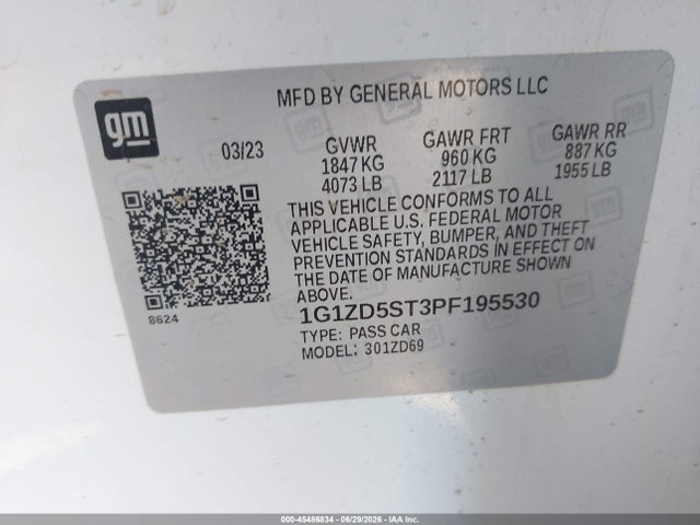 1G1ZD5ST3PF195530 Chevrolet Malibu Fwd 1lt