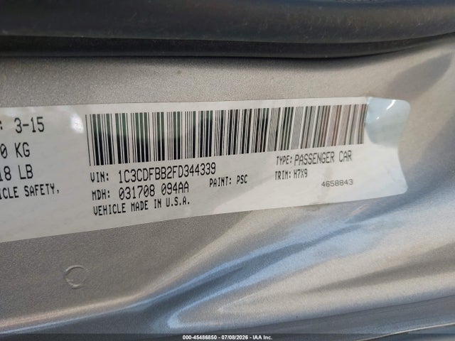 Продажа на аукционе авто 2015 Dodge Dart Sxt, vin: 1C3CDFBB2FD344339, номер лота: 45486850