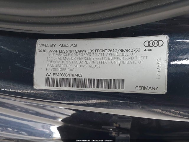WAUFFAFC8GN187403 Audi A6 2.0t Premium