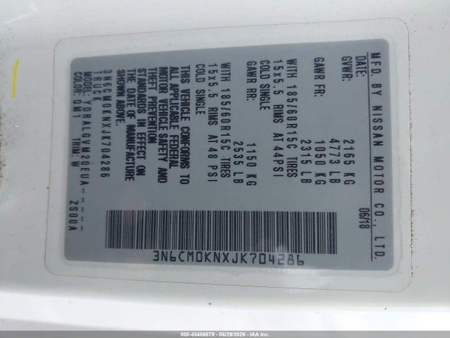 3N6CM0KNXJK704286 Nissan NV200 SV