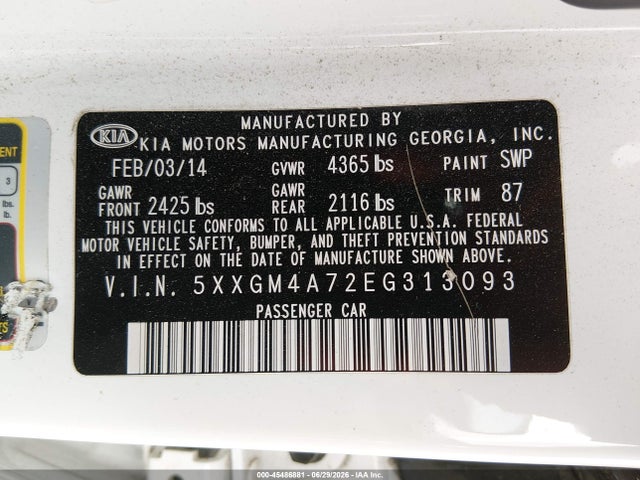 KIA Optima Lx 2014 5XXGM4A72EG313093 Image 9