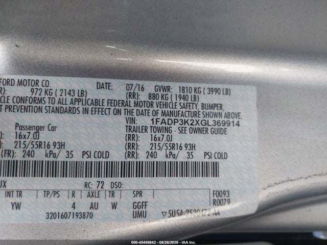 Ford FOCUS SE 2016 1FADP3K2XGL369914 Image 9