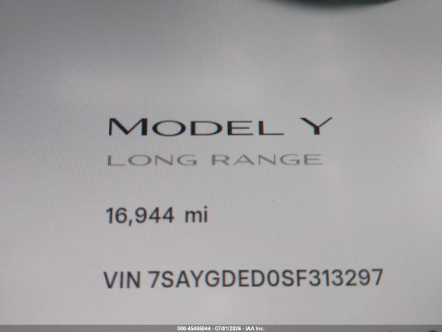 Продажа на аукционе авто 2025 Tesla Model Y Long Range Dual Motor Rear-wheel Drive, vin: 7SAYGDED0SF313297, номер лота: 45486944